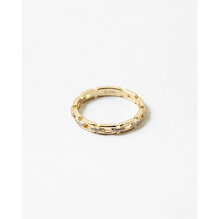 Pave Square Link Ring